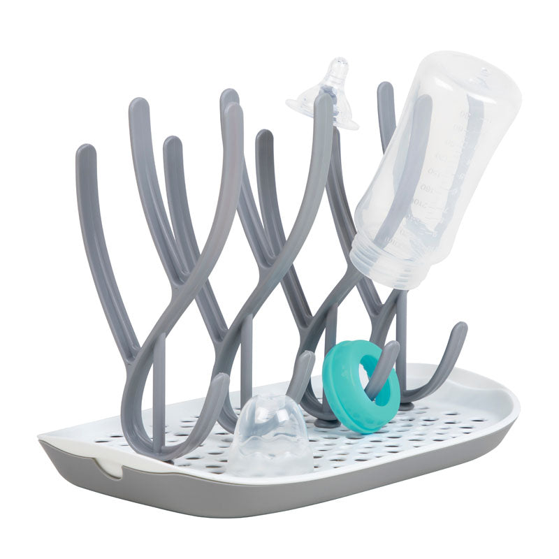 Nutrea EasyDry – Flessen Droogrek Baby – Afdruiprek Babyfles – Droogrek voor Flessen – Inclusief Lekbak – Grijs/Wit